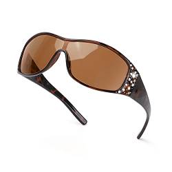 SODQW Sonnenbrille Damen Polarisiert UV400 Schutz Vintage Fashion Trendy Strass Sonnenbrille für Autofahren Angeln Einkaufen von SODQW