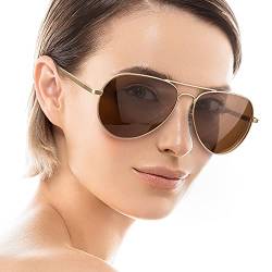 SODQW Sonnenbrille Damen Verspiegelt Polarisiert Mode Brille für Autofahren Angeln Metallrahmen mit UV400 Schutz von SODQW