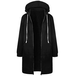 SODSIM Kapuzenpullover Damen Lang Zipped Hoodie Sweatshirtjacke mit Kapuze Winter Kapuzenjacke mit Reißverschluss von SODSIM