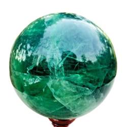 SOEJJWKP Kristall-natürliche grüne Fluorit-Kugel-Quarz-Kristall-Edelstein-Kugel WEISHENYIN (Material : 1.1-1.3kg) von SOEJJWKP