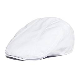 SOELIZ 1 Stück Sommer-Twill-Baumwoll-Schiebermütze Herren-Golfmützen Baker Boy Hat Driver Hats-Weiß,57 cm von SOELIZ