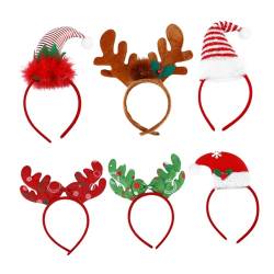 SOESFOUFU 6St Weihnachtsstirnband Weihnachtsmütze Kopfbedeckung Haarschmuck Mode Stirnbänder Kopfdekoration Weihnachtshaarband Weihnachtshaarreifen bilden Geschenk Damen Kunststoff von SOESFOUFU