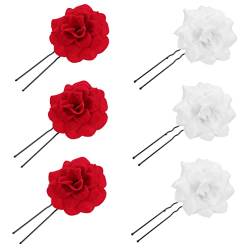 SOESFOUFU 6st Neue Rosafarbene Haarnadeln Kopfschmuck Für Die Braut Formen Haarstäbchen Rose Haar-styling-gabel Essstäbchen Für Hochzeitshaare Rote Haarnadel Blumenclip Rosen Stoff Fräulein von SOESFOUFU