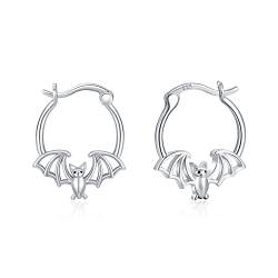 Fledermaus Ohrringe Hypoallergene 925 Sterling Silber Halloween Fledermaus Ohrringe Tier Ohrringe Schmuck Geschenke für Damen (Silber) von SOESON