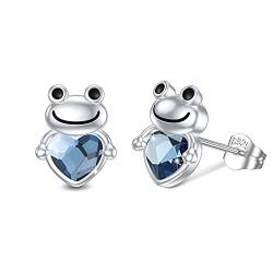 Frosch Ohrringe 925 Sterling Silber Tier Ohrringe Kristallen Hypoallergen Ohrringe Schmuck Geschenk für Mädchen Damen von SOESON