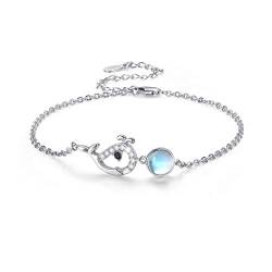 Mondstein Armband 925 Sterling Silber Wal Armband Regenbogen Mondstein Verstellbar Armband Schmuck Geschenk für Damen Mädchen von SOESON