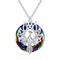 Phoenix Halskette 925 Sterling Silber Kristall Kette Tier Phönix Anhänger Schmuck Geschenke für Damen (Schöne Verpackung) (Vulkan) von SOESON