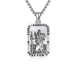 St. Christophorus Halskette für Männer, St. Christophorus/Jesus Halskette 925 Sterling Silber Antik Religiöse Anhänger Männer Halsketten Talisman Schmuck Taufe Abschluss Geschenke, Sterling Silber von SOESON