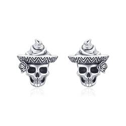 Totenkopf Ohrstecker 925 Sterling Silber Schädel Ohrringe Totenkopf Rose Ohrringe Zirkonia Hypoallergene Schmuck Geschenke Geburtstagsgeschenke Vatertagsgeschenk für Damen Männer (Poop Ohrstecker) von SOESON