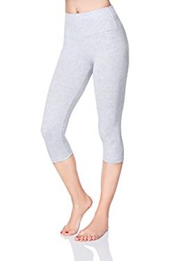 SOFTSAIL Damen 3/4 Leggings Capri Leggings Leggings Damen Lang Sport Baumwolle High Waist Baumwollleggings Frauen Freizeit Relax Bequeme Freizeithose Damen-Hosen Sommer, Aschfahl 38 von SOFTSAIL