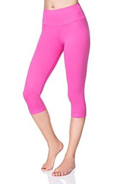 SOFTSAIL Damen 3/4 Leggings Capri Leggings Leggings Damen Lang Sport Baumwolle High Waist Baumwollleggings Frauen Freizeit Relax Bequeme Freizeithose Damen-Hosen Sommer, Baby Rosa 38 von SOFTSAIL