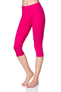 SOFTSAIL Damen 3/4 Leggings Capri Leggings Leggings Damen Lang Sport Baumwolle High Waist Baumwollleggings Frauen Freizeit Relax Bequeme Freizeithose Damen-Hosen Sommer, Rosa 38 von SOFTSAIL