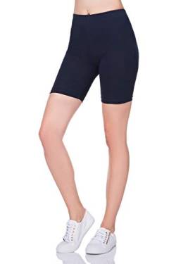 SOFTSAIL Damen-Leggings mit hohem Baumwollanteil, solide Fahrradhose für Damen, knielang, kurze Leggings, atmungsaktiv, elastisch, bequem, Sport, lässig, Überknie, Radlerhose, Größen 36-56, navy, 50 von SOFTSAIL