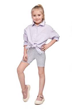 SOFTSAIL Kinder Radlerhose Mädchen – Baumwolle Blickdicht Elastische Sommer Leggings für Sport Freizeit – Kurze Sporthose Tanzhose Shorts für Mädchen, Aschfahl 110-116 - 5-6 Jahre von SOFTSAIL