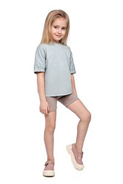 SOFTSAIL Kinder Radlerhose Mädchen – Baumwolle Blickdicht Elastische Sommer Leggings für Sport Freizeit – Kurze Sporthose Tanzhose Shorts für Mädchen, Beige 122-128 - 7-8 Jahre von SOFTSAIL