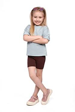 SOFTSAIL Kinder Radlerhose Mädchen – Baumwolle Blickdicht Elastische Sommer Leggings für Sport Freizeit – Kurze Sporthose Tanzhose Shorts für Mädchen, Braun 146-152 - 11-12 Jahre von SOFTSAIL