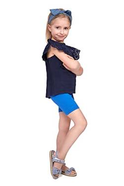 SOFTSAIL Kinder Radlerhose Mädchen – Baumwolle Blickdicht Elastische Sommer Leggings für Sport Freizeit – Kurze Sporthose Tanzhose Shorts für Mädchen, Königsblau 128-134 - 8-9 Jahre von SOFTSAIL