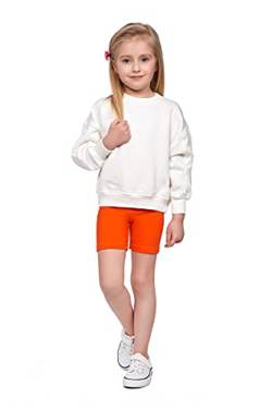 SOFTSAIL Kinder Radlerhose Mädchen – Baumwolle Blickdicht Elastische Sommer Leggings für Sport Freizeit – Kurze Sporthose Tanzhose Shorts für Mädchen, Orange 110-116 - 5-6 Jahre von SOFTSAIL