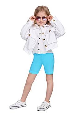 SOFTSAIL Kinder Radlerhose Mädchen – Baumwolle Blickdicht Elastische Sommer Leggings für Sport Freizeit – Kurze Sporthose Tanzhose Shorts für Mädchen, Türkis 110-116 - 5-6 Jahre von SOFTSAIL