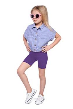 SOFTSAIL Kinder Radlerhose Mädchen – Baumwolle Blickdicht Elastische Sommer Leggings für Sport Freizeit – Kurze Sporthose Tanzhose Shorts für Mädchen, Violett 104-110 - 4-5 Jahre von SOFTSAIL