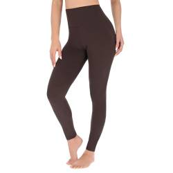 SOFTSAIL Leggings Damen High Waist Bauchkontrolle Blickdicht Yoga Gym Sporthose Damen Lang Figurformend Atmungsaktiv Elastisch Braun S/M von SOFTSAIL