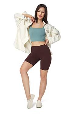 SOFTSAIL Leggings Damen Kurze Hose Leggings Shorts aus Baumwolle für Frauen Radlerhose Sporthose High Waist Biker Sport Damenshorts Sportbekleidung Yoga Pilates Jogging Gym Braun, 40 von SOFTSAIL