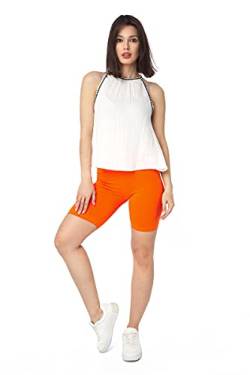 SOFTSAIL Leggings Damen Kurze Hose Leggings Shorts aus Baumwolle für Frauen Radlerhose Sporthose High Waist Biker Sport Damenshorts Sportbekleidung Yoga Pilates Jogging Gym Orange, 42 von SOFTSAIL