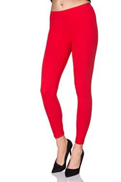 SOFTSAIL Leggings Damen Lang Baumwolle Jogginghose Sport-Leggings, Rot L von SOFTSAIL