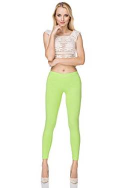 SOFTSAIL Leggings Damen Lang Baumwolle Jogginghose Sport-Leggings Mid Waist Alltagshose Mittlere Taille Elastischer Bund Figurformende Bekleidung für Frauen, Limette M von SOFTSAIL