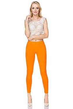 SOFTSAIL Leggings Damen Lang Baumwolle Jogginghose Sport-Leggings Mid Waist Alltagshose Mittlere Taille Elastischer Bund Figurformende Bekleidung für Frauen, Orange M von SOFTSAIL