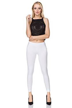 SOFTSAIL Leggings Damen Lang Baumwolle Jogginghose Sport-Leggings Mid Waist Alltagshose Mittlere Taille Elastischer Bund Figurformende Bekleidung für Frauen, Weiß L von SOFTSAIL