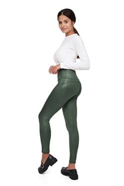 SOFTSAIL Push-Up Leggings für Damen mit hoher Taille I Mattes Kunstleder Imitat Damen Leggings Po Lift I Ganzkörper Latexhose für Damen I Elastische Hose mit Bauchkontrolle I Größen S-2XL von SOFTSAIL