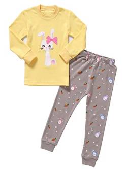 SOIBEEN Mädchen Pyjamas Set Kinder Kleidung 100% Baumwolle Nachtwäsche Kaninchen Gedruckt Gelbe Nachtwäsche Winter Langarm 5-6 Jahre von SOIBEEN