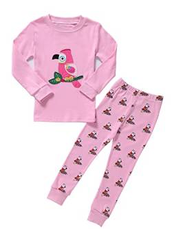 SOIBEEN Mädchen Pyjamas Set Kinder Kleidung 100% Baumwolle Nachtwäsche Vogel Gedruckt Rosa Nachtwäsche Winter Langarm 5-6 Jahre von SOIBEEN