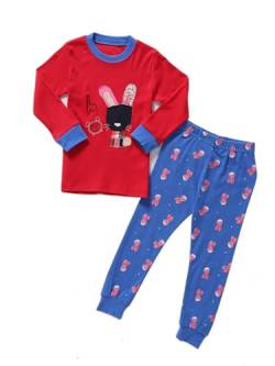 SOIBEEN Pyjamas für Jungen Kaninchen Nachtwäsche Baumwolle Kleinkind Kleidung Kinder Nachtwäsche Langarm PJs Set 2-teiliges Outfit 7-8 Jahre von SOIBEEN
