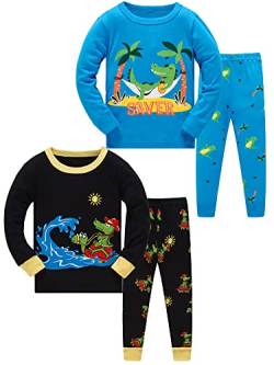 SOIBEEN Pyjamas für Jungen Krokodil Nachtwäsche Baumwolle Kleinkind Kleidung Kinder Nachtwäsche Langarm PJs Set 4-teiliges Outfit 2-3 Jahre von SOIBEEN