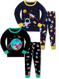 SOIBEEN Pyjamas für Jungen Space Nachtwäsche Baumwolle Kleidung Kinder Nachtwäsche Langarm PJs Set 4-Stücke Set 7-8 Jahre von SOIBEEN