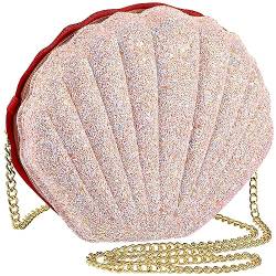 Clutch Glitzernde Muscheltasche Geldbörse Meerjungfrau Kostüm Muschel Umhängetasche Kette Schulter Abendtasche für Frauen Mädchen Zeremonie Hochzeit Party Rosa von SOIMISS