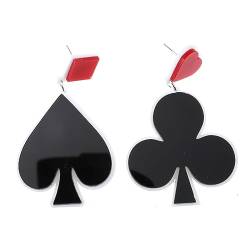 SOIMISS 1 Paar Spielkarten-Ohrringe Poker-Ohrringe Poker-Ohrschmuck Tropfenohrringe Für Frauen Acryl-Creolen Kristalle Dekor Würfel-Ohrringe Schicker Ohrring Mädchen-Ohrring von SOIMISS