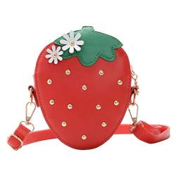 SOIMISS 1pc Mädchen Crossbody Tasche Einfache Kleine Umhängetasche Erdbeere geformte Münztasche, rot, 14X12X5CM von SOIMISS