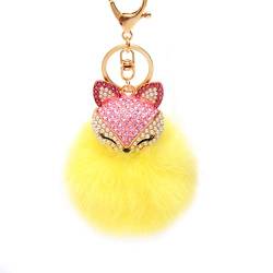 SOIMISS Flauschiger Ball-Schlüsselanhänger, Strass-Fuchs-Pom-Pom-Schlüsselanhänger für Frauen, Mädchen, Tasche, Rucksack, Handy, Auto von SOIMISS