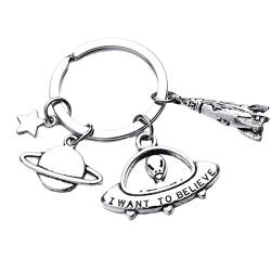 Keychain Alien Keychain UFO Keychain Planet Charms Rocket Keychain UFO Schmuck Tasche Geldbörse Charme Anhänger Liebhaber Geschenk von SOIMISS