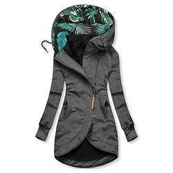 SOIUTAO Blumenmuster Kapuzenjacke Damen Langarm Hooded Neuer Winter Schlank Angenehm Winterjacken Funktionsjacke Arbeitsjacke Sport Basic Beiläufig Schweißmantel Softshelljacke von SOIUTAO