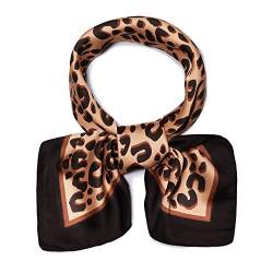 SOJOS Bandana Nicki-Tuch Damen Halstuch Kopftuch Seidentuch mit Polka Dot 70 x 70 SC317 (C14 Leopard) von SOJOS