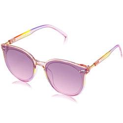 SOJOS Klassisch Retro Runde Sonnenbrille Damen Herren Groß Brille SJ2067 mit Regenbogen Rahmen/Gradient Violett & Rosa Linse von SOJOS
