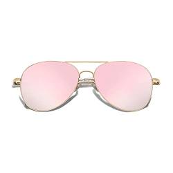 SOJOS Mode Metallrahmen Verspiegelt Linse Unisex Sonnenbrille mit Frühlings Scharnieren SJ1030 mit Gold Rahmen/Rosa Linse von SOJOS