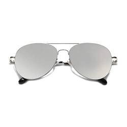 SOJOS Mode Metallrahmen Verspiegelt Linse Unisex Sonnenbrille mit Frühlings Scharnieren SJ1030 mit Silber Rahmen/Silber Linse von SOJOS