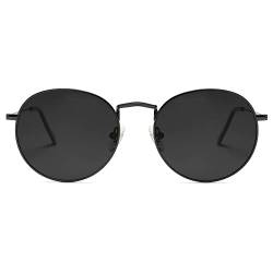 SOJOS Mode Rund Polarisiert Damen Herren Sonnenbrille Linsees Unisex Sunglasses SJ1014 mit Schwarz Rahmen/Grau Linse von SOJOS