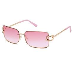 SOJOS Retro Rahmenlose Sonnenbrille Damen，Eckig Ohne Rahmen Rechteckig Métal Sonnenbrillen SJ1178 von SOJOS