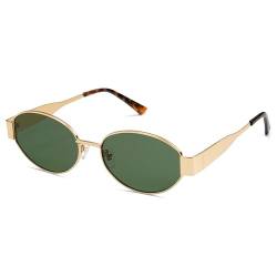 SOJOS Retro Sonnenbrille Damen Herren Oval Metal Trendy Classic UV400 Schutz Sonnenbrillen SJ1217 von SOJOS